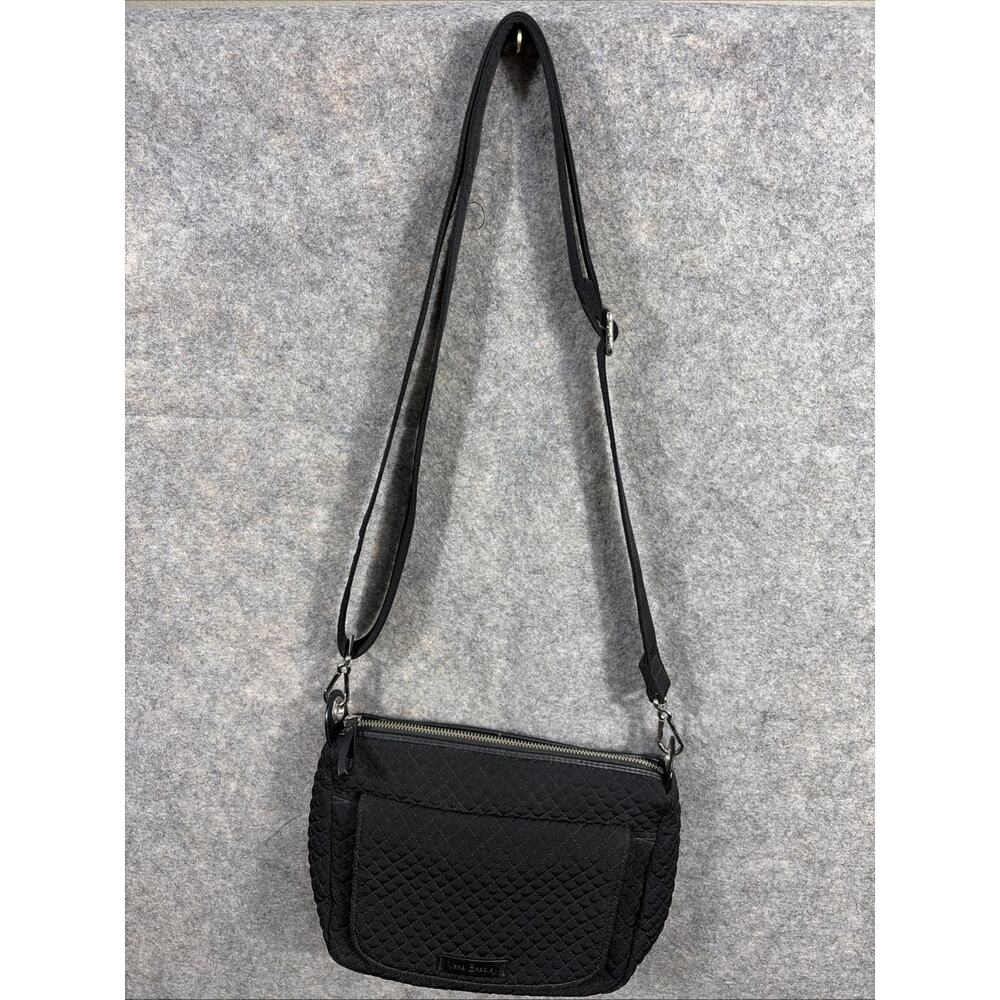 Vera Bradley Black Quilted Shoulder‎ Tote Bag Double Strap Zip Closure